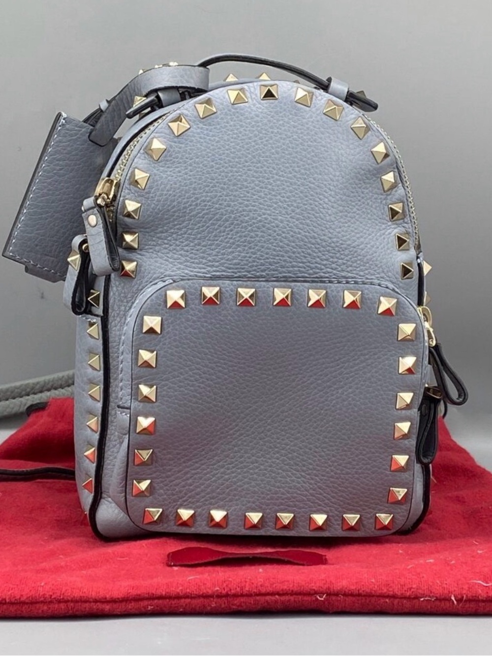 Valentino Garavani Slate Blue Rockstud Leather Backpack Like New
